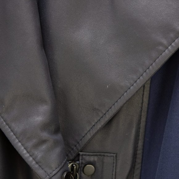 Vince Vest Goat Leather Mixed Media Asymmetrical Outterwear Blue Size XXS - Picture 9 of 9